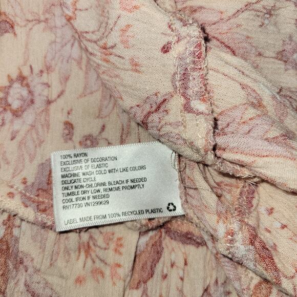 Knox Rose Boho Shirt Dress XL Low High Floral Button Front Tassel Belt Pink - Picture 8 of 13